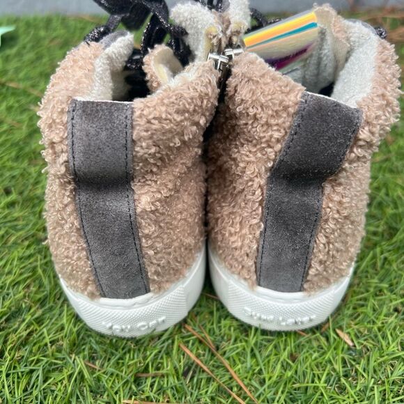 P448 Womens Star High Top Gray Suede Light Brown Sherpa Sneaker SIZE 37 6.5 to 7 - Picture 4 of 9
